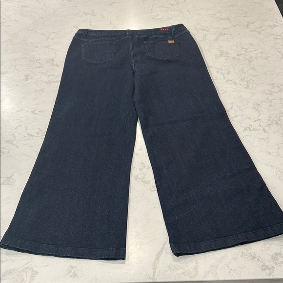 Peace Love World Regular Wide Leg Jeans with Side Buttons Womens Dark Blue Jeans - Picture 7 of 16